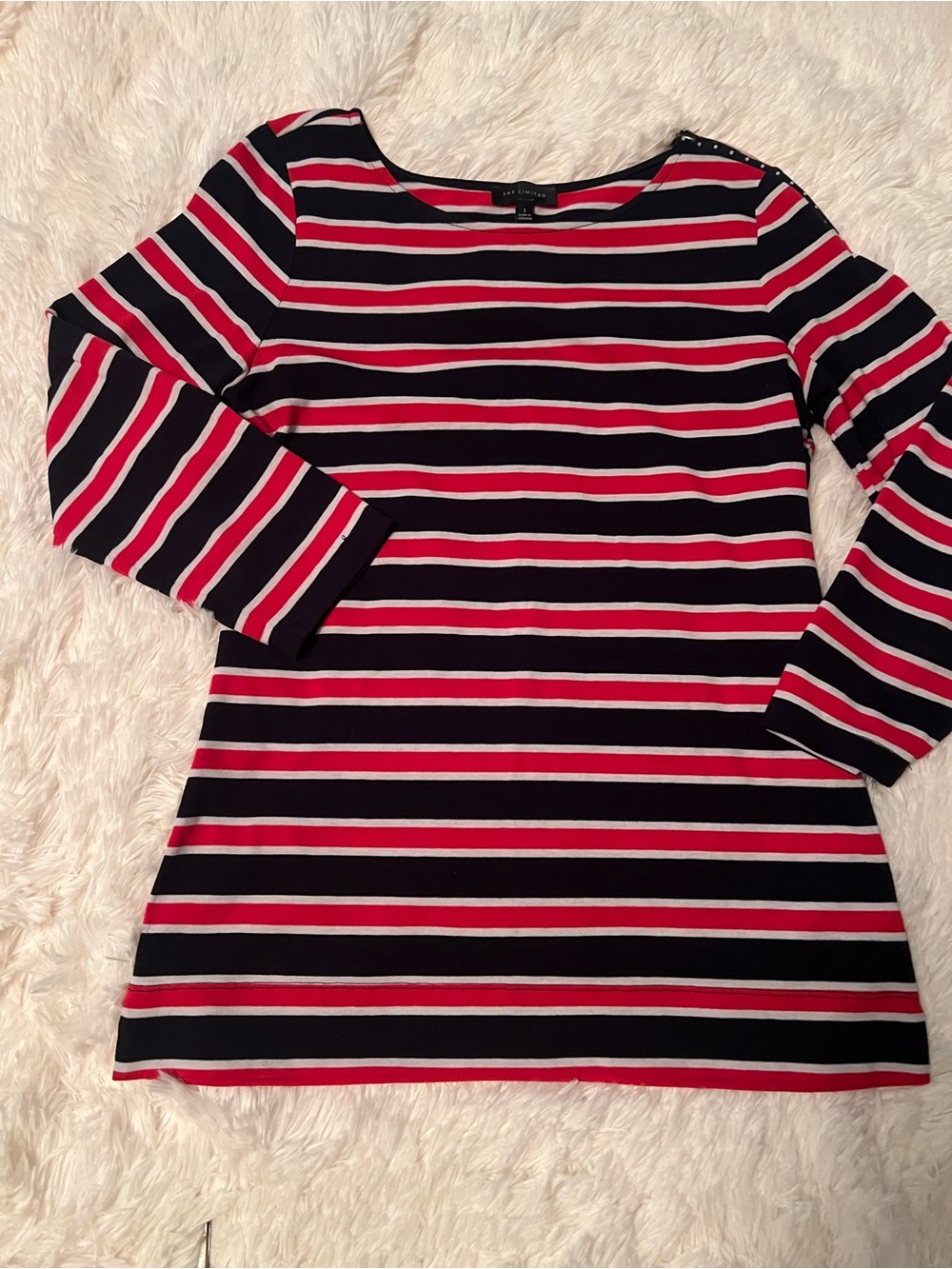 The Limited Navy, Red & White Striped Long Sleeve Top